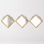 Wallity Set de 3 Espejos de Cristal Oro y Plata 24 x 24 cm